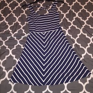 Striped skater blue and white dress